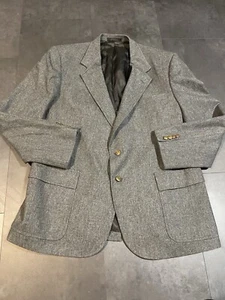 Evan Picone Blazer Herren 46R Grau Goldknöpfe Tweed Anzug Sakko Vintage D-320 - Bild 1 von 9