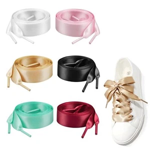 Ribbon Shoelaces Satin Flat Shoe Laces Fashion Shoestrings 6 Pairs for Sneake... - Picture 1 of 6