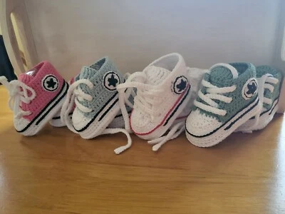 Handmade Crochet Newborn Baby First Shoes  Booties Boots Slippers Trainers - Image 1 of 4