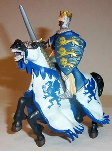 Papo Medieval KING,Sword,Shield-Decorated Horse BLUE+WHITE Action Figure 2000 - Picture 1 of 8