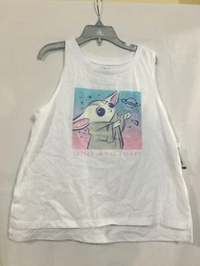 NEW Girls Star Wars Baby Yoda Tank Tops Grogu Size 10/12 "Cutest in the Galaxy" - Picture 1 of 3