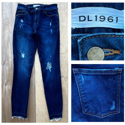 DL 1961 MARGAUX INSTASCULPT ANKLE SKINNY LOW RISE WOMEN’S JEANS sz 27 Destructed - Image 1 of 4