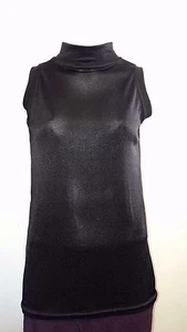 Gorgeous Black Shimmery Polo Neck Sleeveless Top by Abstract - Size S - BNWOT! - Picture 1 of 3