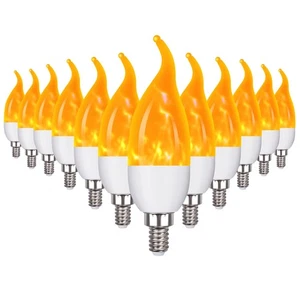 E12 Flame Bulbs 12 Pack, 3 Mode LED Candelabra Flame Light Bulb 2.0 Watt Warm... - Picture 1 of 9