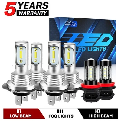 For Volkswagen Jetta 2015-2019 Combo LED Headlight H7 High&Low + Fog Light Bulbs - Image 1 of 4