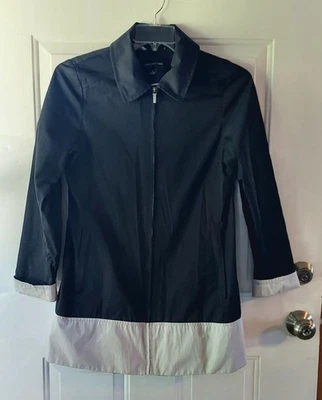 Jones New York Women's Rain Jacket Black With Ivory Accents Size Small - Image 1 of 4