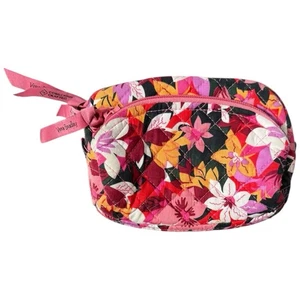Vera Bradley mittelgroße Kosmetiktasche rosa Blumen Kunststoff gefüttert Reißverschlusstasche Baumwolle - Bild 1 von 6