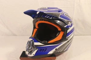 Gmax Mx-86 Motocross Helmet Blue Silver Racing Graphic Dot Large - Picture 1 of 7
