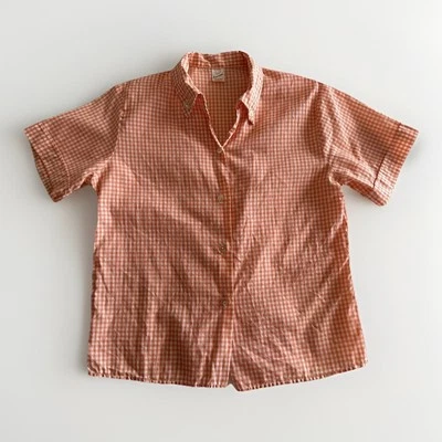 1950s Stoneswear Peach Gingham Cotton Blouse Top Shirt Western Workwear Farm VTG - Image 1 of 4