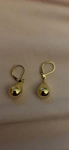 Teardrop Leverback Dangle Earrings for Women 14K Gold Tear Drop Waterdrop Dangle - Picture 1 of 7