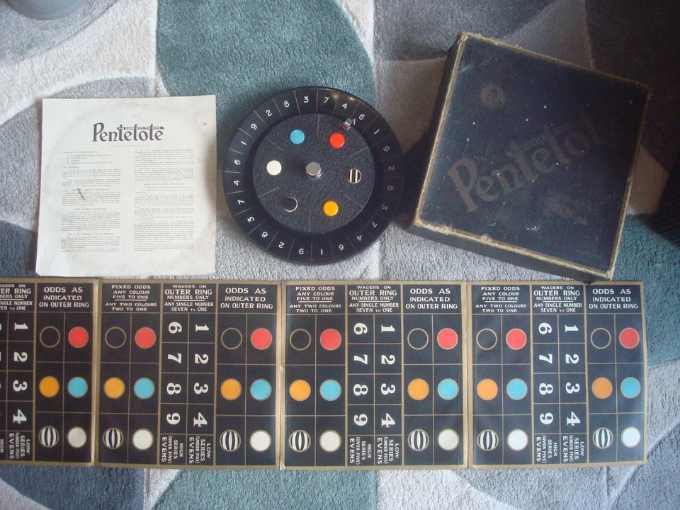 PENTETOTE THE GAME WITH THE ODDS -1930s BOXED COMPLETE with INSTRUCTIONS & BOARD - Image 1 of 4