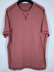 Lululemon Camicia Uomo Grande Rosso Salmone THE CREW Performance Pullover Manica Corta - Foto 1 di 9