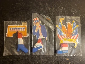 3 Vtg Amscan Patriotic Mini Centerpieces New/Sealed Uncle Sam Liberty Bell Eagle - Picture 1 of 2