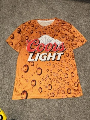 Coors Light Graphic T Shirt All Over Print Mountain Bubbles Dew Large Dri Fit - Image 1 of 4