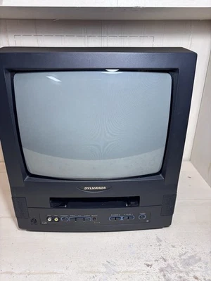 Sylvania 13 英寸 CRT 电视型号 SSC130 复古游戏电视 录像机 吃磁带 阅读 — 第 1/4 张图片