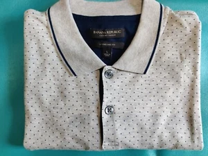 Banana Republic Polo Shirt Men's Short Sleeve Gray/Cream Casual Buttons Size L - Picture 1 of 8