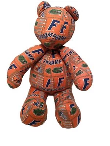 Vintage Florida Gators Fabric Teddy Bear Print Team Orange and Blue Hand Sewing - Picture 1 of 4