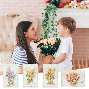 Mother's Day Carnation Dried Flower Greeting Card Mother's Day Birthday Card New - Picture 1 of 19