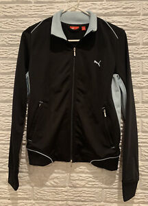 Puma Zip Up Jacket, Women Size Medium (Fits Like Small) Black, Pockets, Collar