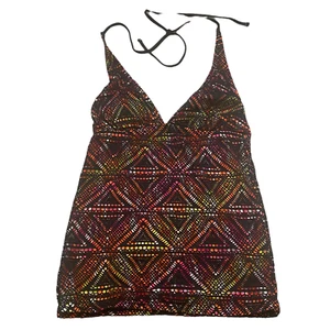 NEW Mudd Women's Swim Tankini Top Swimsuit Size XS Crochet Halter - Picture 1 of 5