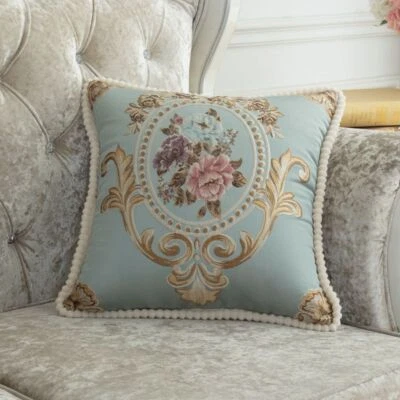 1X Floral Embroidery Sofa Pillow Case Cushion Cover Home Decor Baroque Style - Image 1 of 4