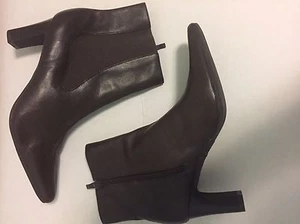 Brown Leather US 9.5 EUR 42 Argentina Zip Up Pointed Ankle Boots - Picture 1 of 11