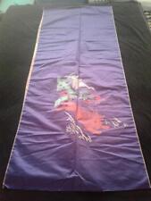 Antique Chinese Embroidered Panel Purple w/ Lion Crane 