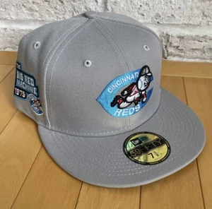 NEW ERA 59FIFTY CINCINNATI REDS FITTED HAT SIZE 7 5/8 BLUE UV 1975 SIDE PATCH - Picture 1 of 6