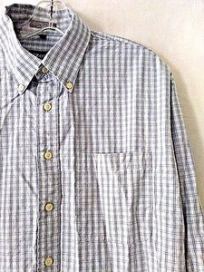 Izod Herren Gr. L blau weiß kariertes Hemd Button Down Kragen - vorne Langarm - Bild 1 von 6