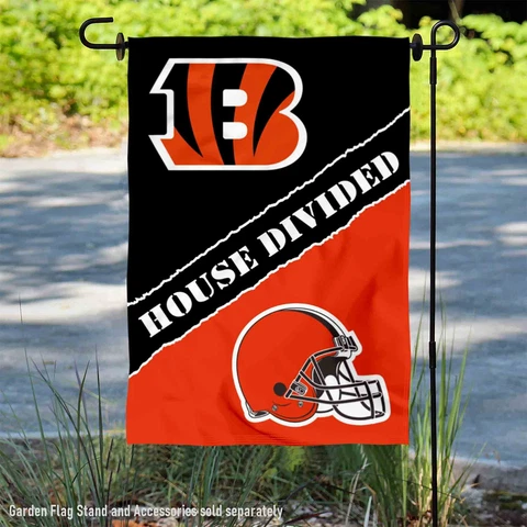 House Divided Bengals and Browns Garden Flag and Yard Banner Cover