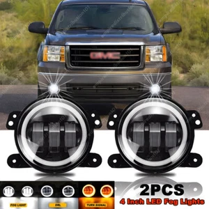 For 2007-2013 GMC Sierra 1500 2500 3500 Round 6000K LED Bumper Fog Lights DRL + - Foto 1 di 12