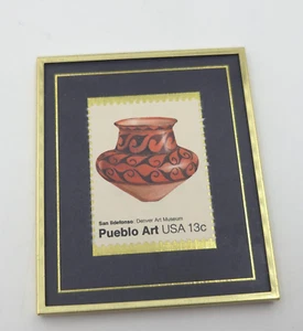 1991 Pueblo Indian Art Pottery 13c Stamp Limited Edition 76 of 5000 in Frame - Picture 1 of 2