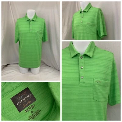 Greg Norman Tasso Elba Golf Shirt XL Green Snaps Play Dry Polyester YGI N2-410 - Image 1 of 4