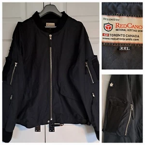Chaqueta Bomber Flight Hombre XXL Roja Canoa Canadá Negra Cremallera - Imagen 1 de 20
