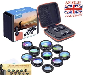 Apexel 10 in 1 Phone Camera Lens Kit - Wide Angle, Macro, Fisheye, Telephoto - Afbeelding 1 van 22