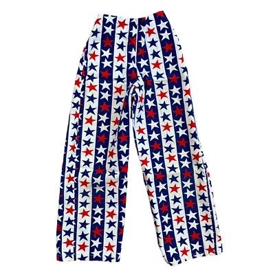 Vintage Handmade kids Striped Stars Pants Homemade Red White Blue Girls Boys - Image 1 of 4