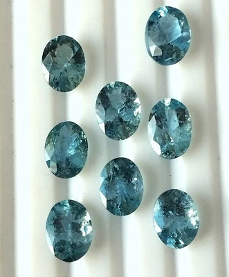 8X6 mm Oval Natural Santa Maria Aquamarine Faceted Wholesale Gemstone 8 Pieces - Image 1 of 4