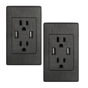 Lot Dual USB Port Wall Socket Charger AC Power Receptacle Outlet Plate Panel 15A - Picture 1 of 14