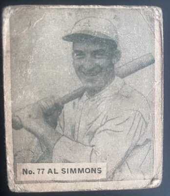 World Wide Gum #77 1936 Al Simmons Canadian Goudey V355 (pobre) Foto 1 de 2