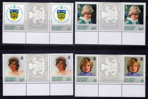 ZAYIX Solomon Islands 471-474 MNH Gutter Pairs Royalty Princess Diana 031023S54 Cover