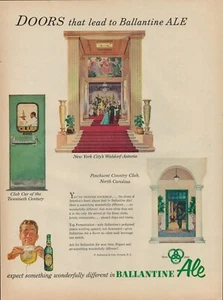 Anuncio impreso vintage Beer Ballantine Ale Brewery 1953 New York Waldorf Astoria Hotel - Imagen 1 de 9