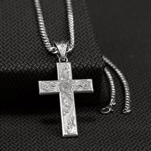 Twister Mens Jewelry Necklace Chain Scroll Cross Silver 32106 - Picture 1 of 1