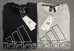 Adidas Men's Crewneck Sweatshirt 2 Pack Bundle (1) Black + (1) Gray - Picture 1 of 8
