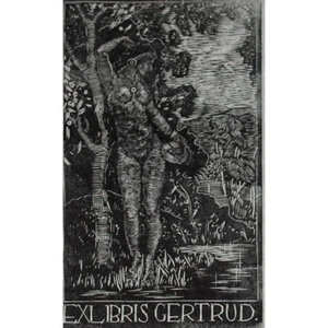 Jugendstil Frauenakt Exlibris tschechisch Josef Hodek signiert Holzschnitt 20 Jh - Picture 1 of 5