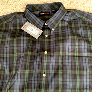 Roundtree Yorke Shirt Mens 4XT Tall Travel Smart Blackwatch Plaid Easy Care NEW - Picture 1 of 7