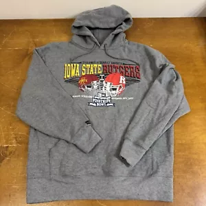 Iowa State Cyclones Hoodie Mens Large Gray Pullover Sweatshirt Pinstripe Bowl - Picture 1 of 10