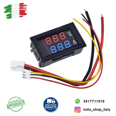 VOLTOMETRO VOLTMETRO 100V 10A AMPEROMETRO DIGITALE DA PANNELLO LETTORE VOLT DC