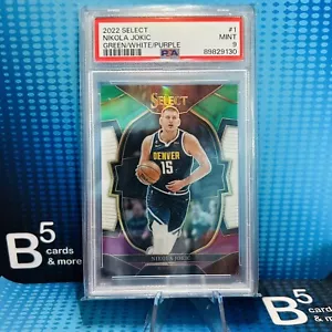 2022-23 Panini Select Green White Purple Prizm Nikola Jokic PSA 9 - Picture 1 of 2
