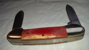 Frost Cutlery, 2 Blades, 3.5" Solingen Steel, Made in Pakistan, Red Stag Handle - Picture 1 of 11