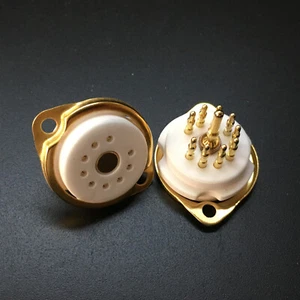 10pcs 9Pin 95 Ceramic Vacuum Tube Socket Mount Gold Base fr ECC82 12AX7 ECC81  - Picture 1 of 7